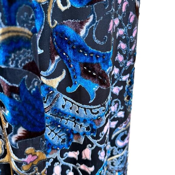 HALE BOB Odile Medallion Silk/Rayon Velvet Burnout Beaded Dress Women Sz S Black - Picture 6 of 12